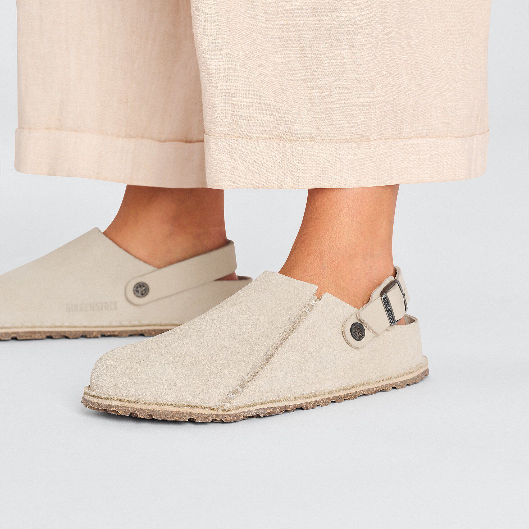 Lutry Premium Suede Suede Leather in Color Eggshell | BIRKENSTOCK US