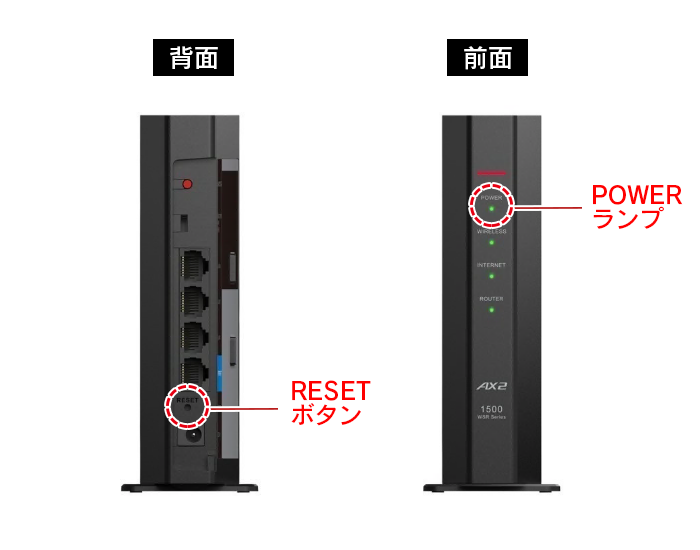 初期化ボタンより初期化を行う方法（WSR6500BE6P/3600BE4P/6000AX8P