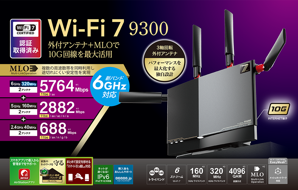 WXR9300BE6P : Wi-Fiルーター : AirStation | バッファロー