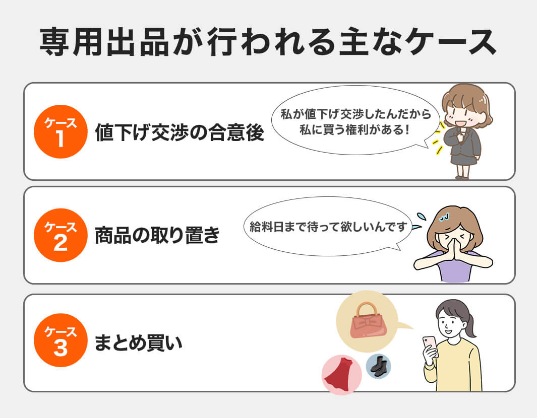専用出品（メルカリで専用出品を横取りされたらどう対応する？出品者・購入