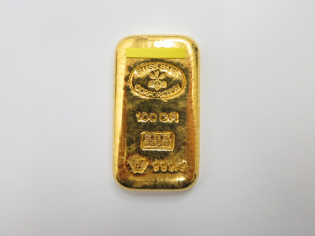 スイスバンク S.B.S. インゴットバー 999.9 K24 100g 高価買取｜他社