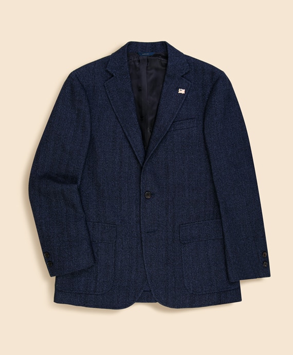 ウール ミラノリブ ゴールドボタン ノーカラーニットジャケット