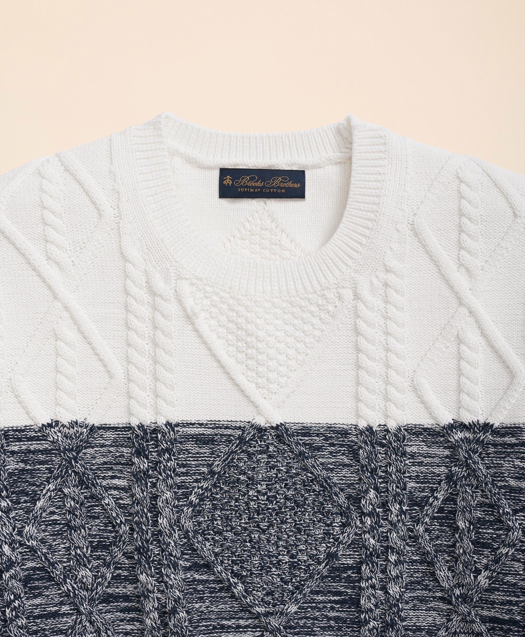 コットン ケーブル カラーブロック クルーネックセーター | Brooks