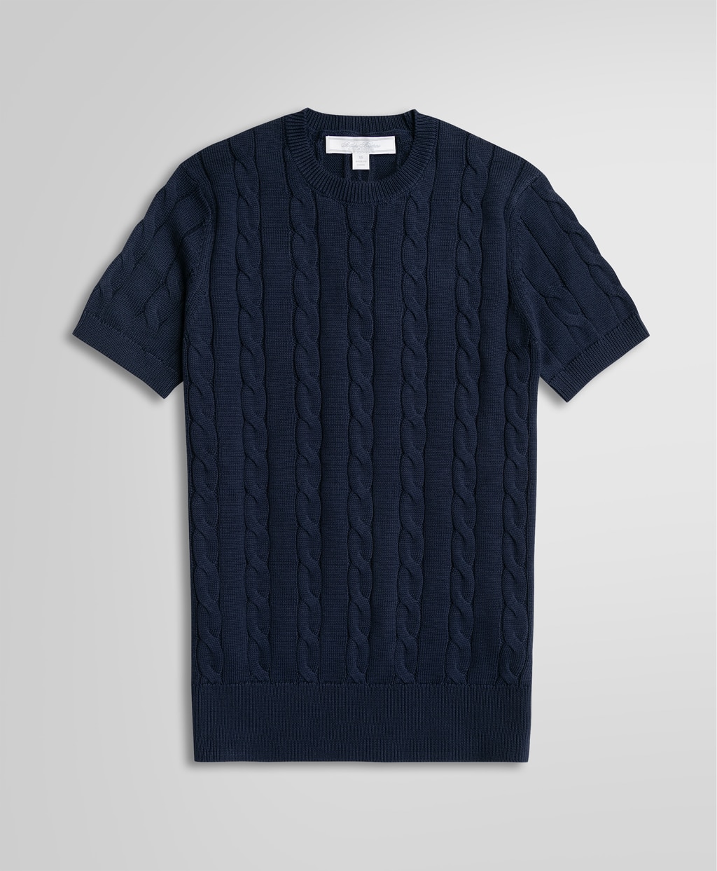 スーピマコットン ケーブル クルーネック ショートスリーブセーター