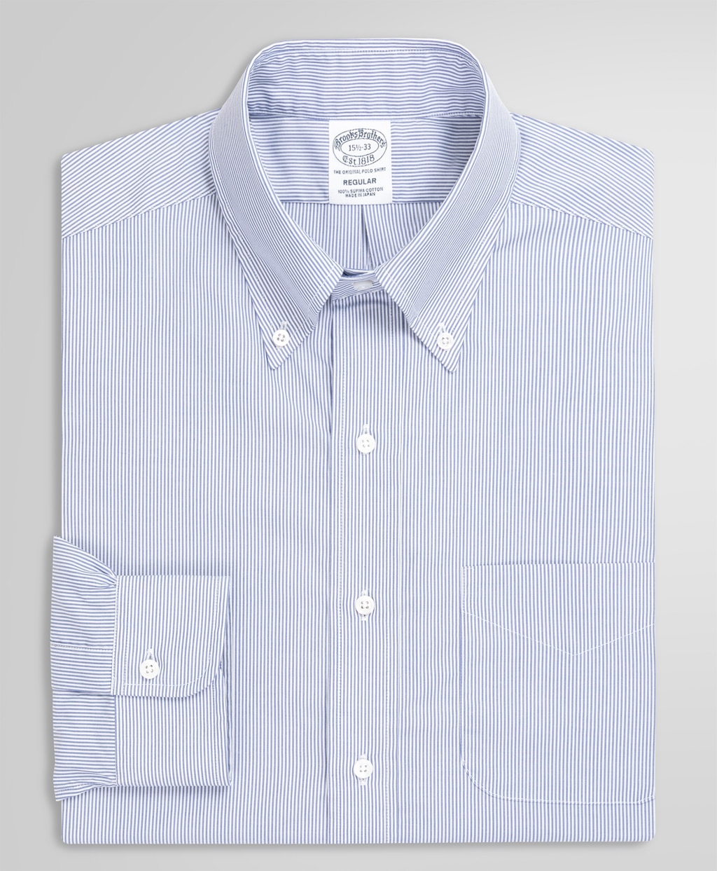 スーピマコットン ブロードクロス クラシックストライプ ドレスシャツ