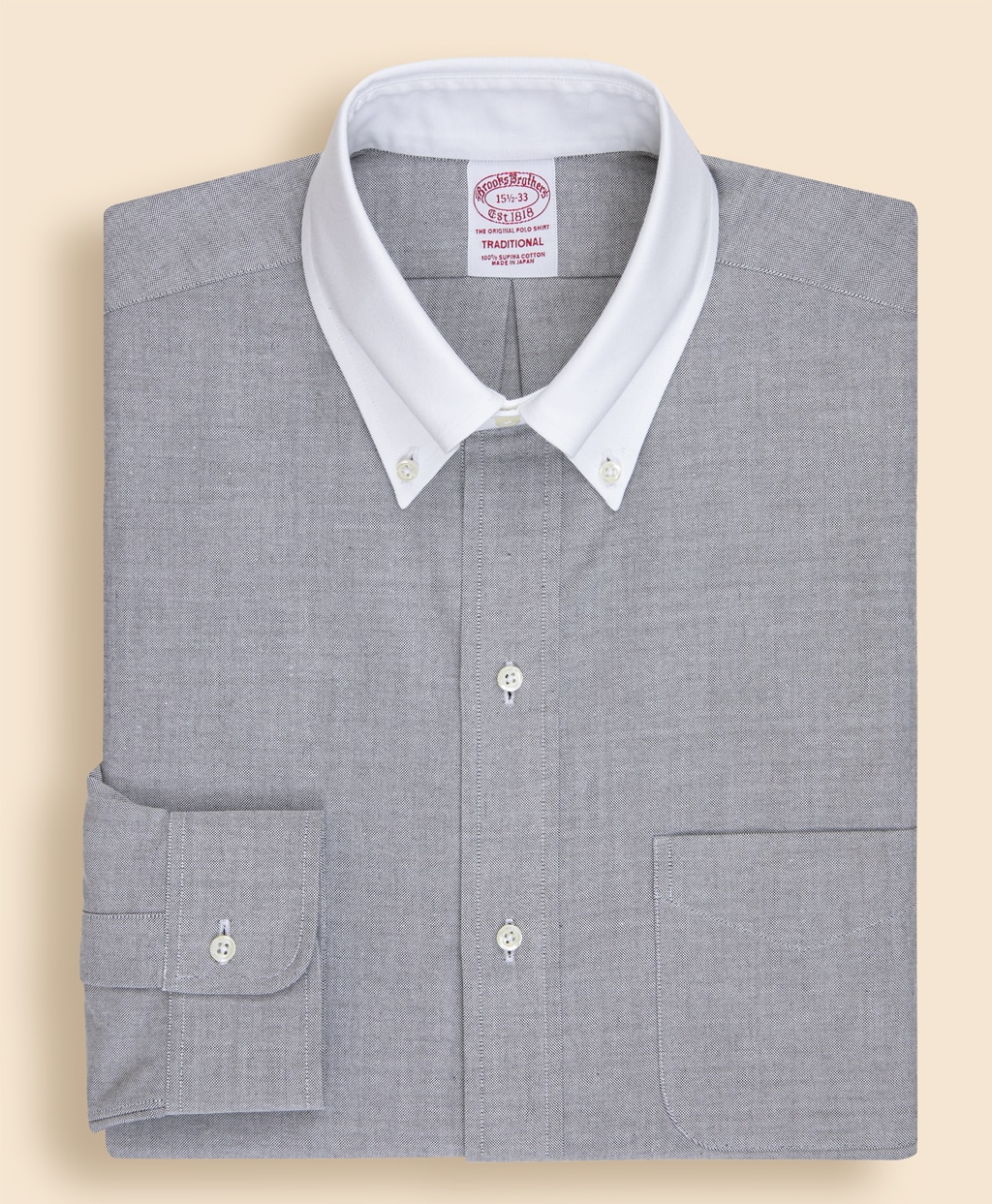 ◇JAPAN TRAD.◇ スーピマコットン 6つ釦 クレリックドレスシャツ