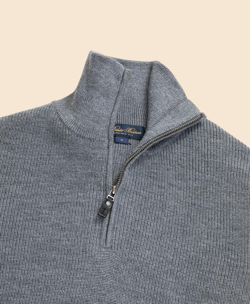 ウール リブニット ハーフジップ モックネックセーター | Brooks