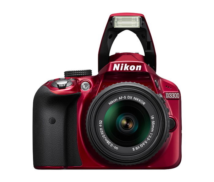 Nikon D3300 DSLR Camera w/18-55mm DX VR II Lens (Red) - Green
