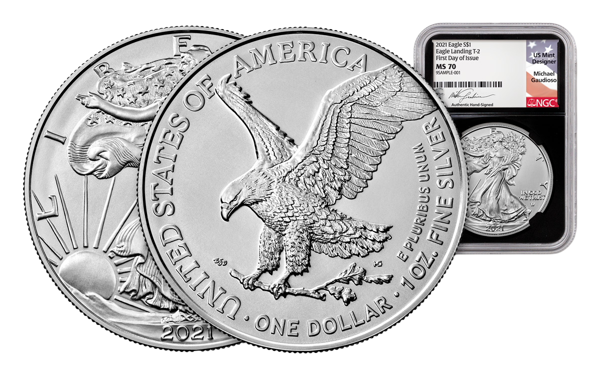 2022 $1 1-oz Silver Eagle PCGS MS70 First Strike w/Black Core
