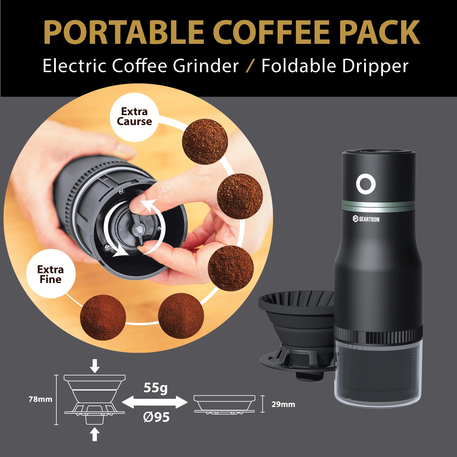 PLUG&GO | Portable Electric Coffee Grinder – GEARTRON CO