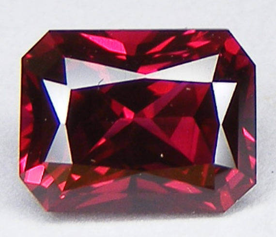Lab Created Dark Ruby# 7, Octagon - Cubic Zirconia (CZ), Natural
