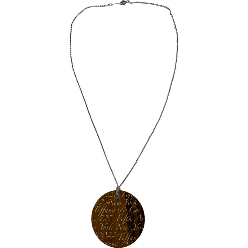 Tiffany & Co. Notes Tiger Eye Round Pendant and Sterling Chain