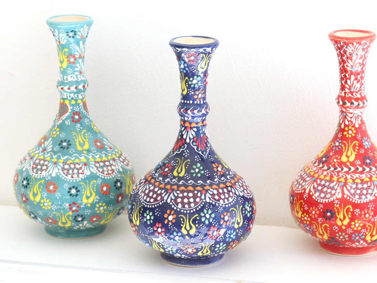 トルコ陶器 花瓶 一輪挿し フラワーベース 高さ20×直径12cm フラワー