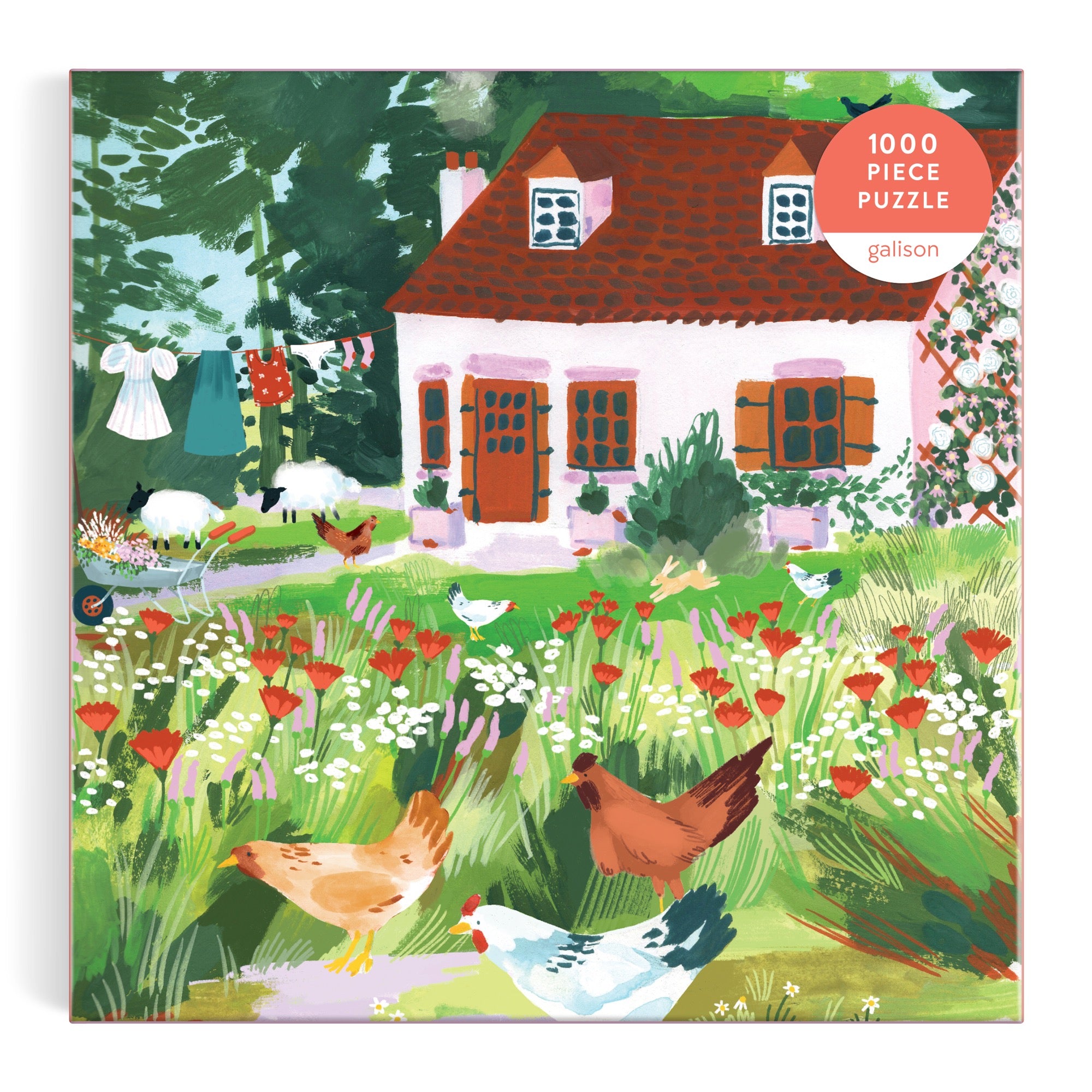 Cottage Wildflowers 1000 Piece Puzzle in a Square Box – Galison