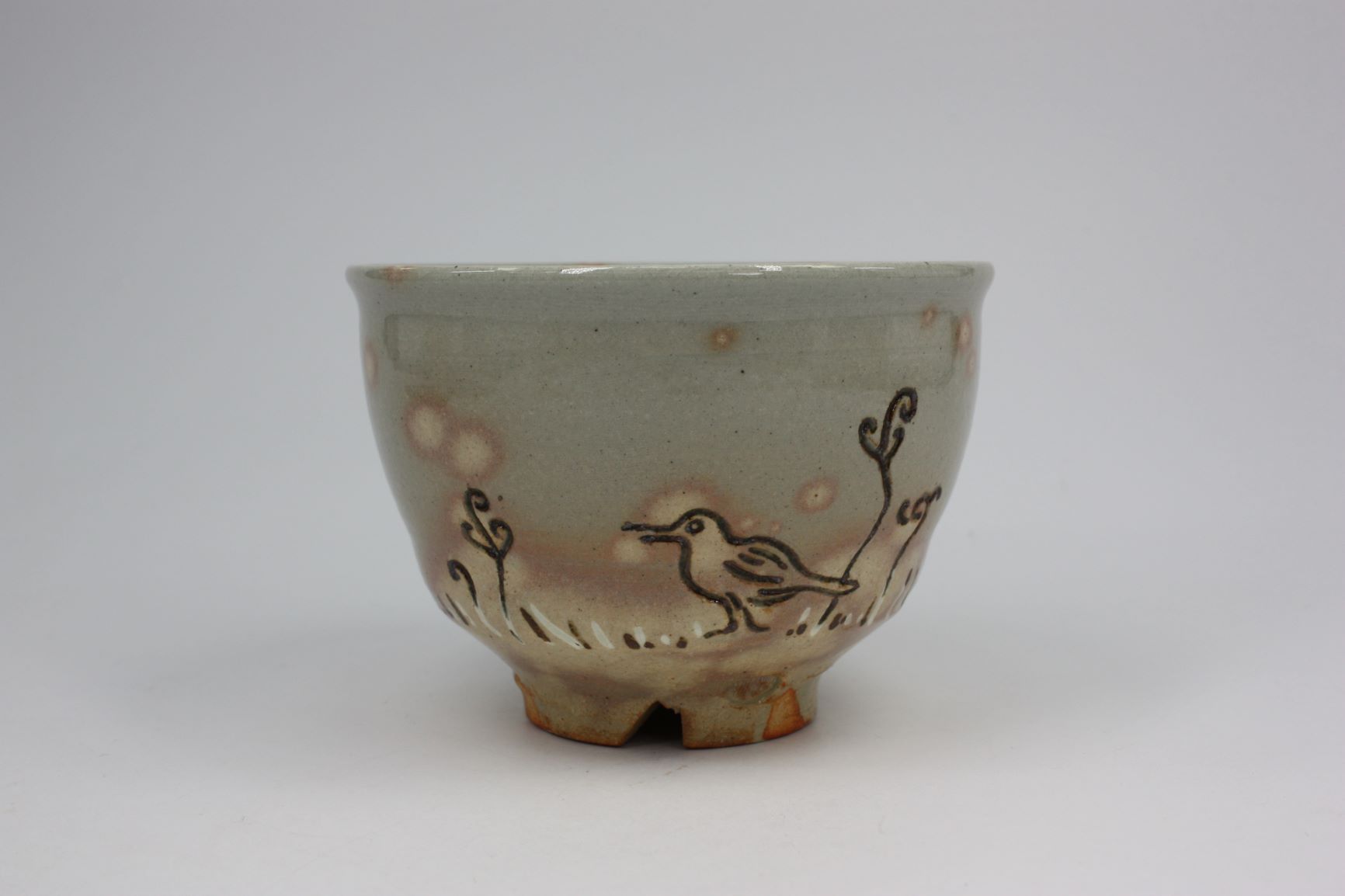 茶道具・古道具・陶磁器・古曽部焼・御本蕨と小鳥茶碗 茶道具・古道具