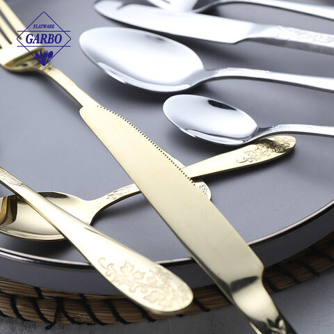 モダンでユニークなナイフフォークとスプーンの銀食器セット、パターン