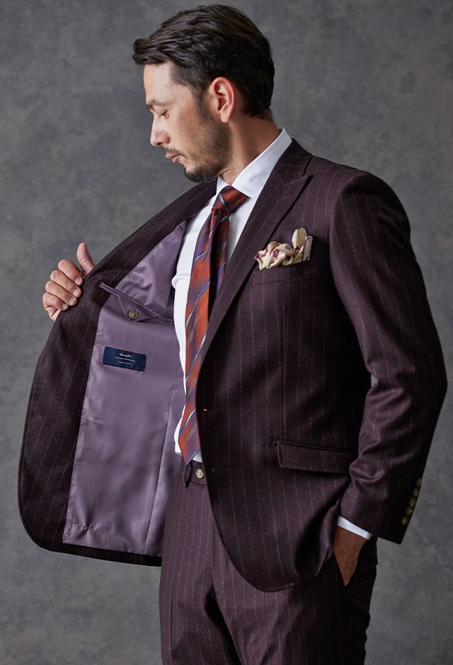 ブラウンスーツ・ストライプのコーディネート（MARZOTTO）｜85712-9590