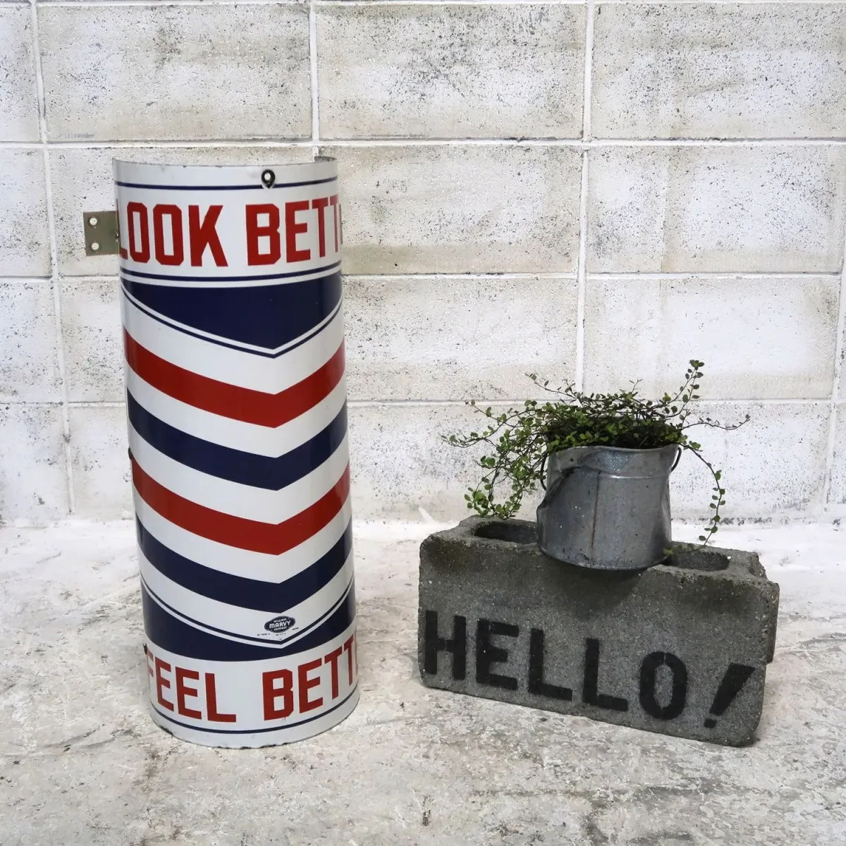 BARBER アンティーク ホーロー看板 ｜ glow ANTIQUES