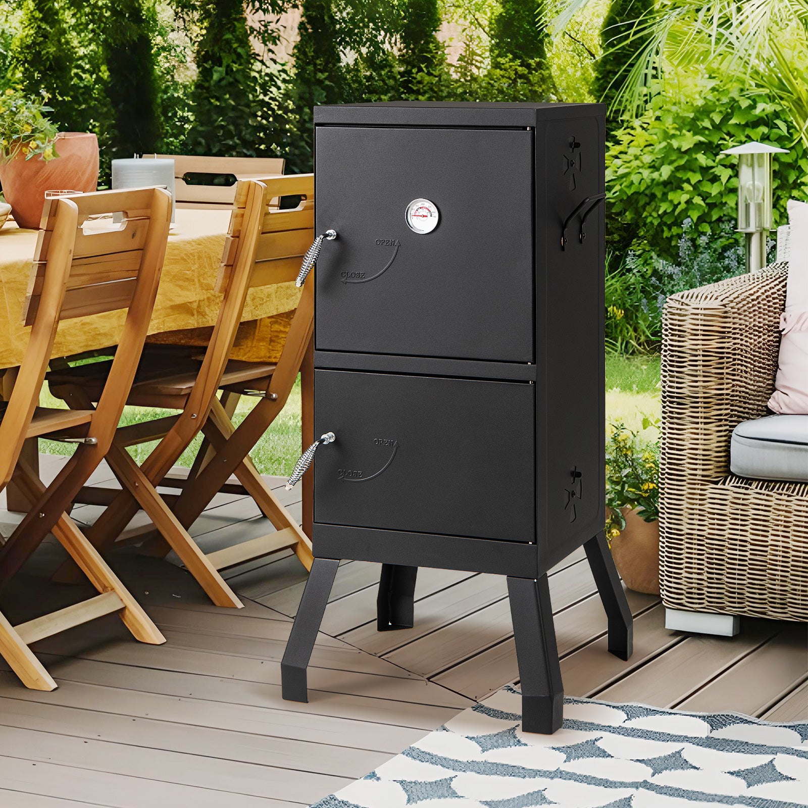 Giantex Outdoor Meat Smoker with Thermostat, Charcoal Vertical BBQ