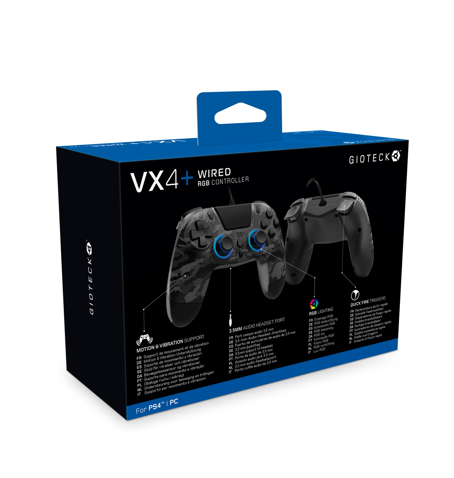 Gioteck VX4+ Wired Controller for PS4 PC Dark Camo