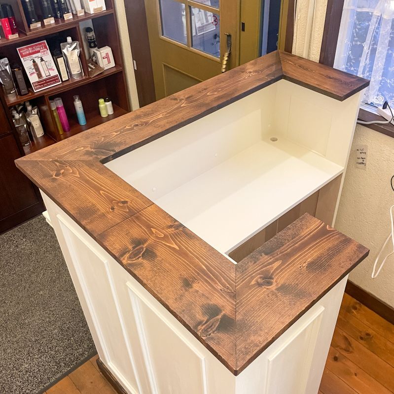 マンションサロンや自宅サロン向け小さなL字カウンターホワイト@大阪