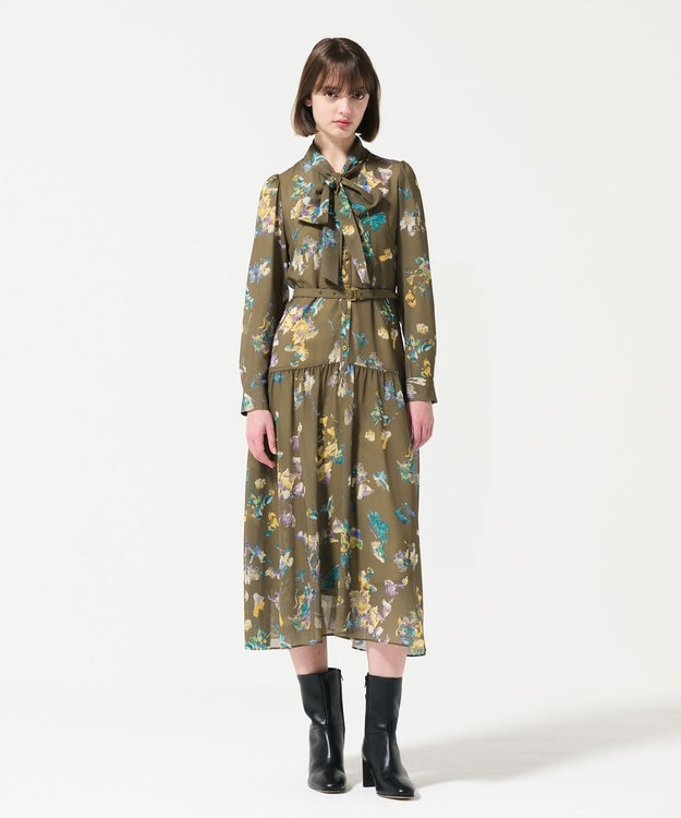 フラワープリントボウタイ付ワンピース / GRACE CONTINENTAL | GRACE