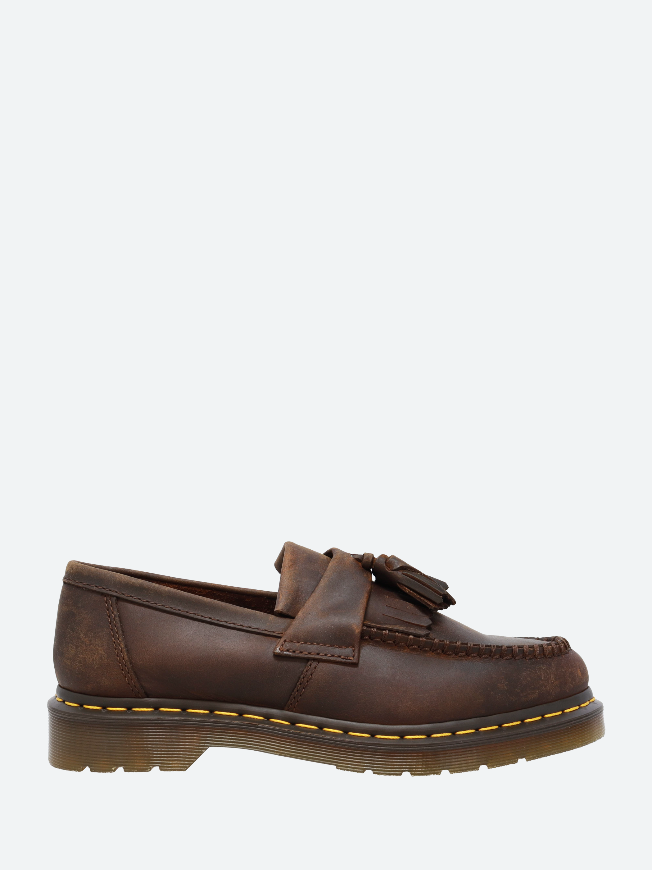 Dr. Martens - Adrian Yellow Stitch Tassel Loafers in Black Smooth
