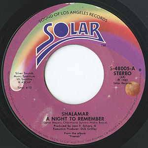 Shalamar / A Night To Remember (7inch) / Solar 1982 USオリジナル盤