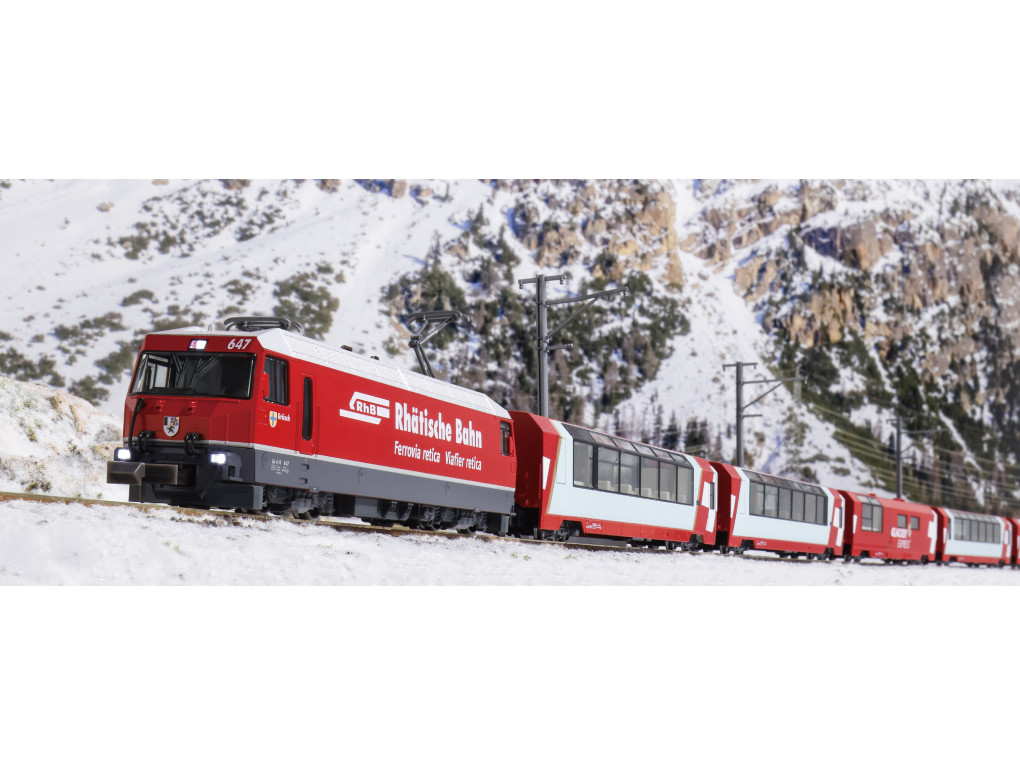 Kato 10-2026: Train set with electric locomotive RhB Glacier