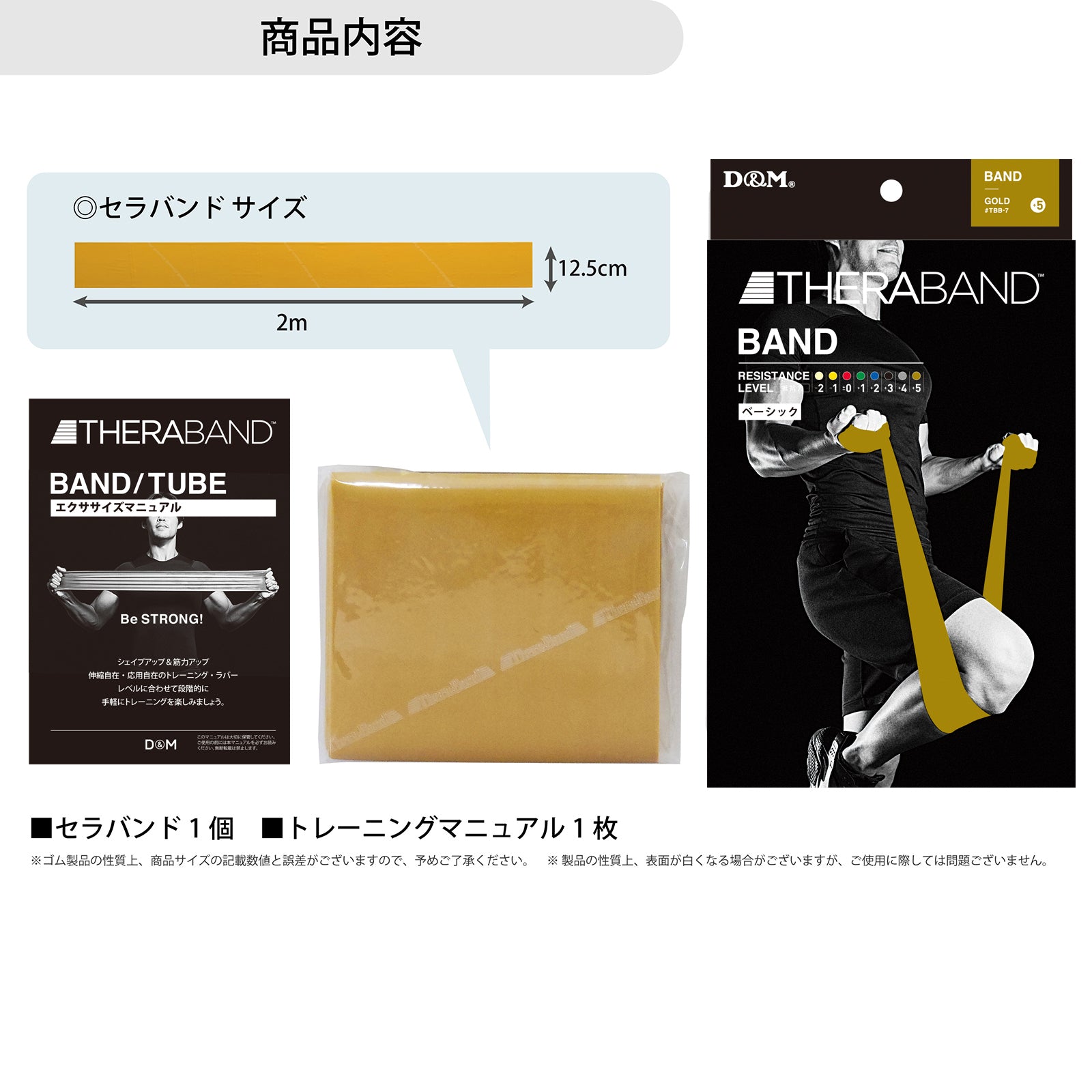 THERABAND セラバンド ブリスターパック 長さ2m 強度レベル+5 ゴールド