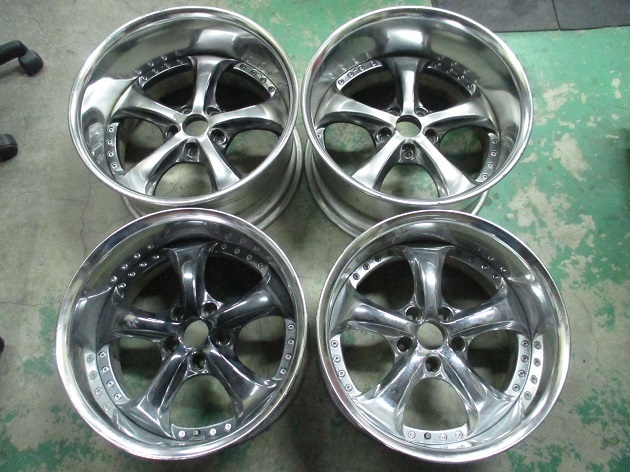 ワークVS-KFの17＆18インチをブラックバーニング塗装でフルO/H｜アルミ