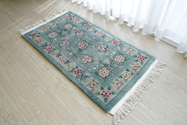 天津緞通 150段ウール製 高級手織り玄関マット 69×122cm | ラグマット