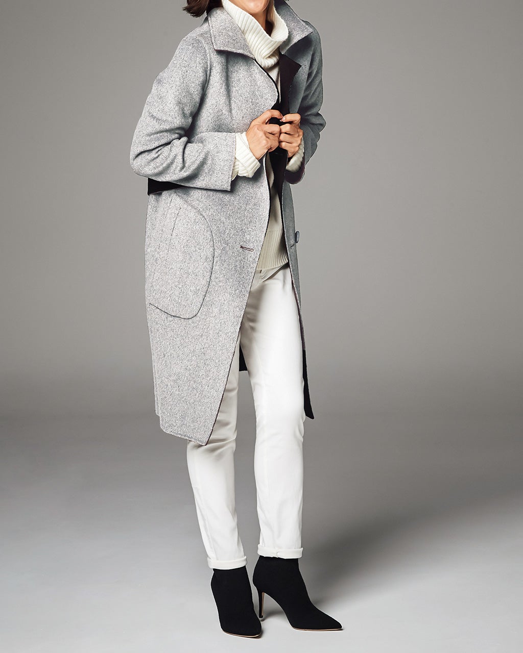 ダブルフェイス・リバーステンカラーコート/DoCLASSE