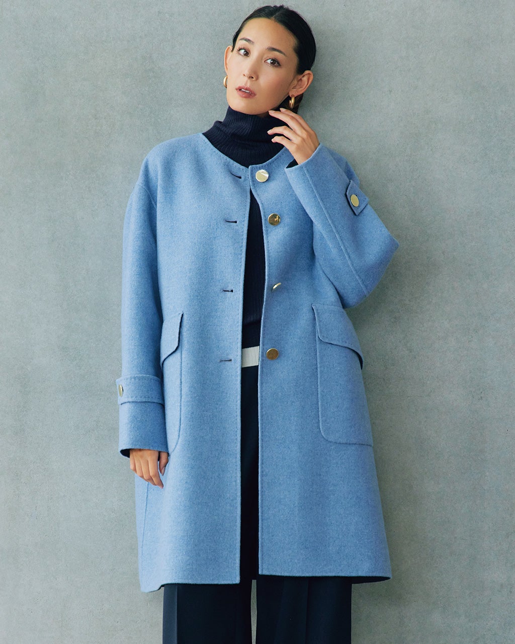 カシミヤ混ウールリバー・2WAYミドルコート/DoCLASSE