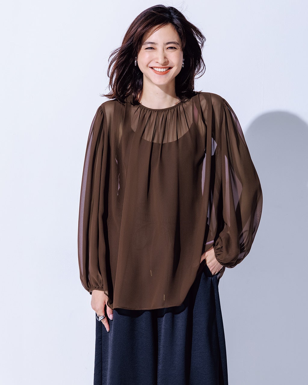 シアージョーゼット・ギャザーブラウス/DoCLASSE