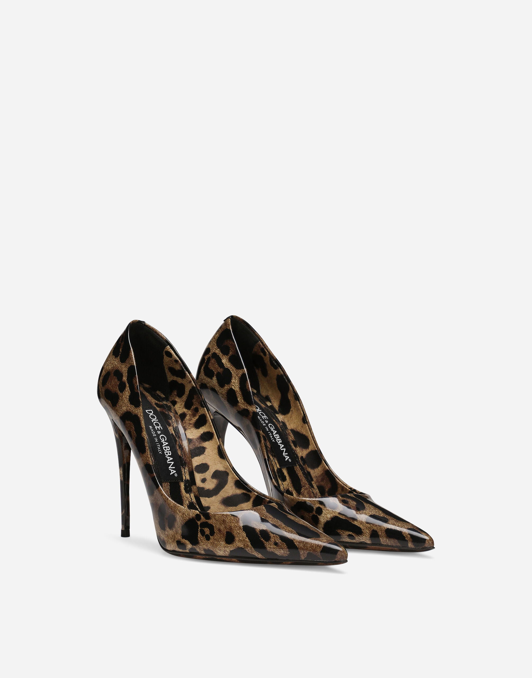 Printed polished calfskin pumps in Animal Print for Women