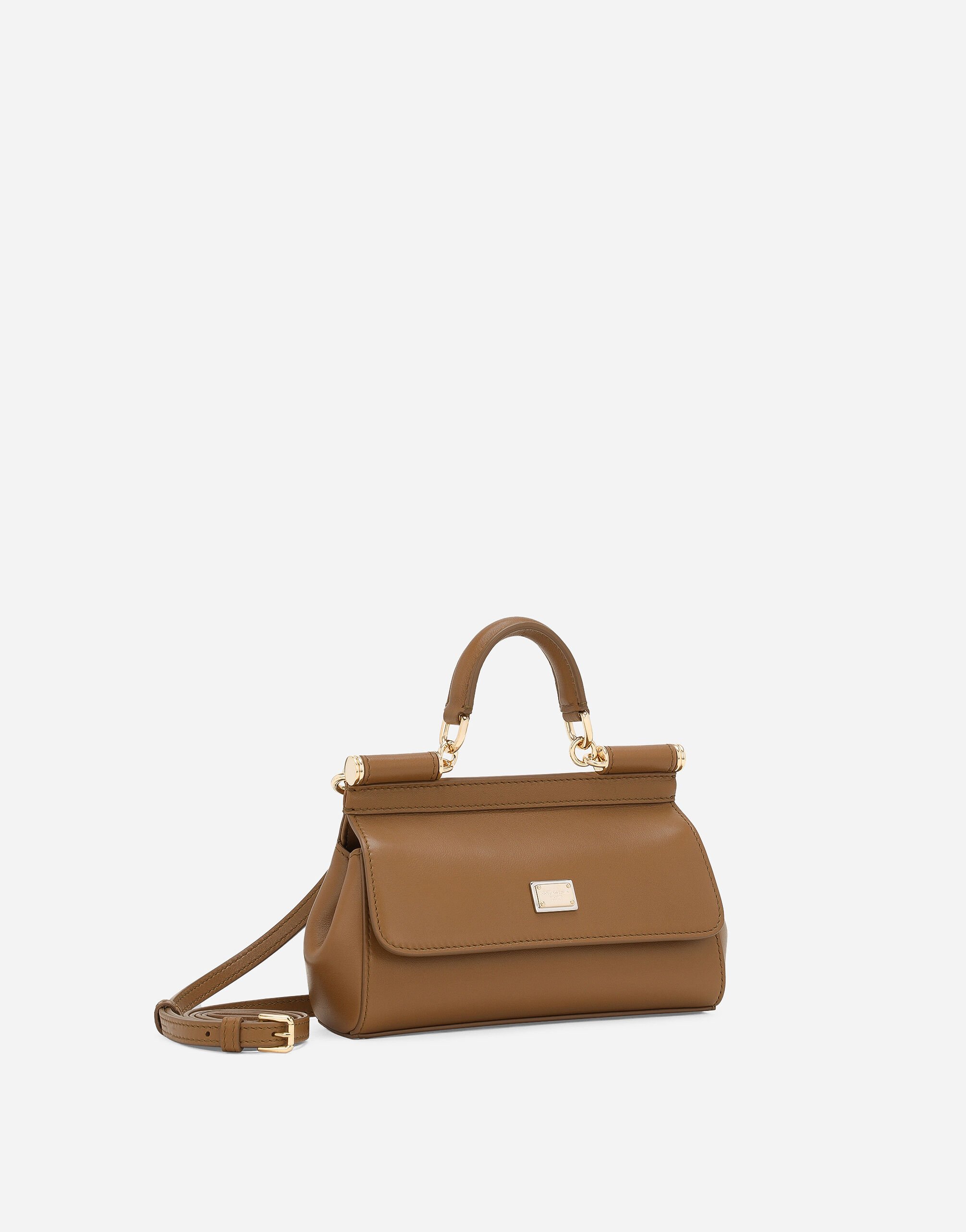 Mini Sicily calfskin handbag in Brown for Women | Dolce&Gabbana® US
