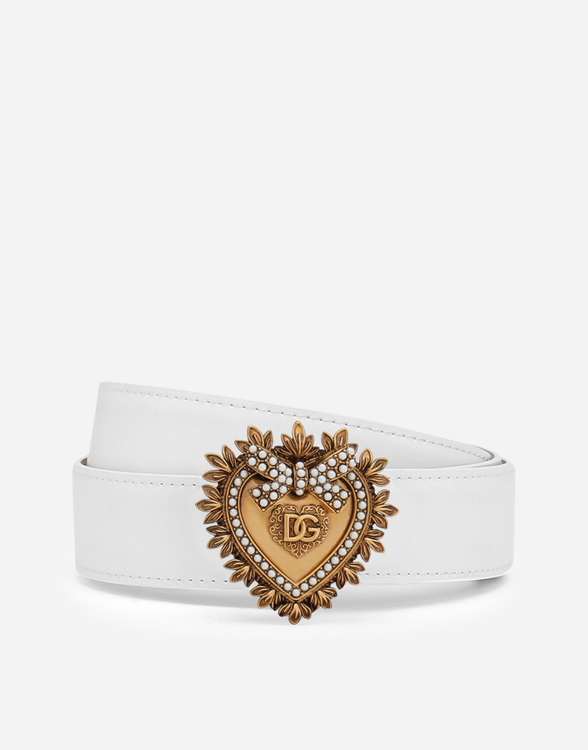Leather Devotion belt in White for Women | Dolce&Gabbana® US
