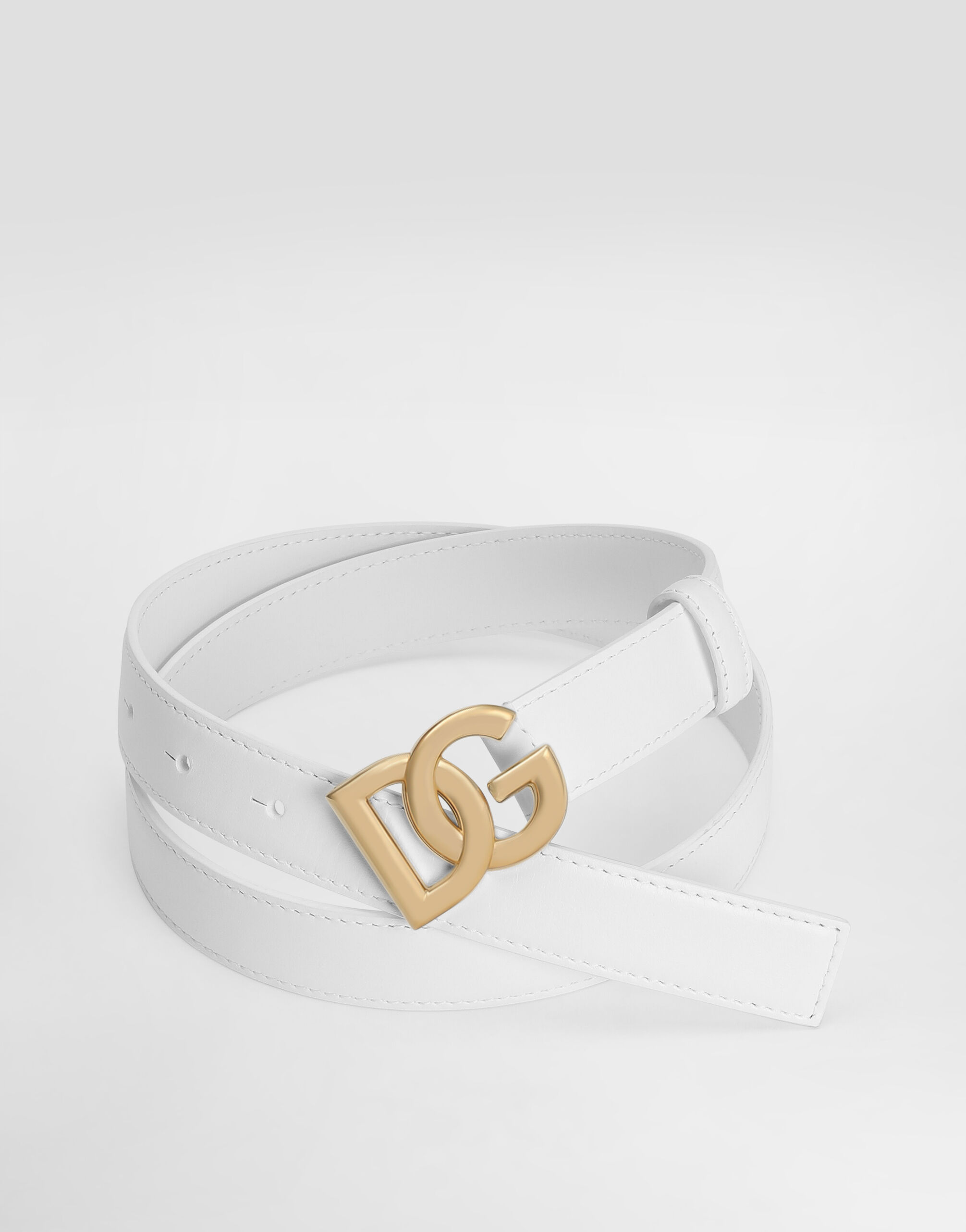 Calfskin belt with DG logo in White for Women | Dolce&Gabbana® US