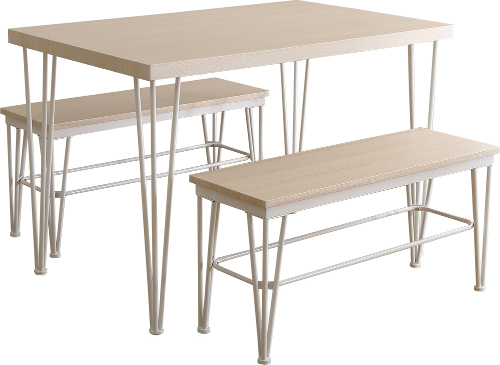 さわやかなダイニング3点セット(テーブル＋ベンチ2脚) Frais フレ