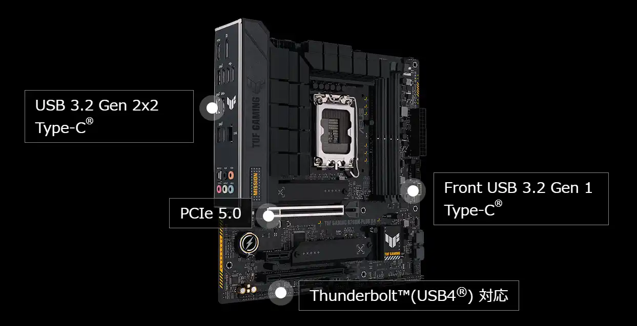 ASUS TUF GAMING B760M-PLUS D4 (B760 1700 MicroATX) ｜ パソコン通販