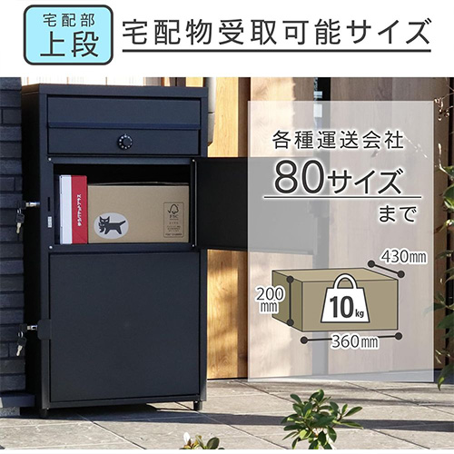 ポスト一体型 二段宅配ボックス レシーボ TRP2-4583(BK) グリーン