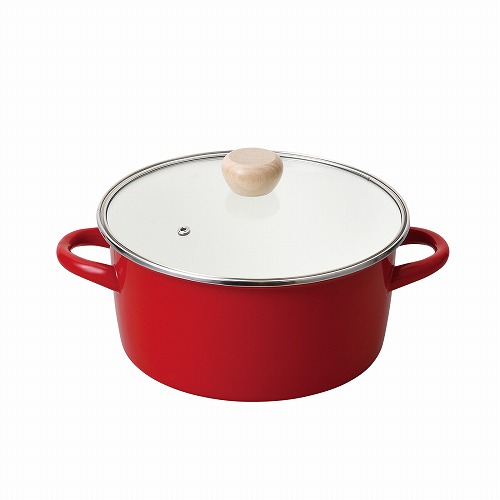 クレヴィア ホーローガラス蓋両手鍋20cm(レッド) HB-5297 パール金属