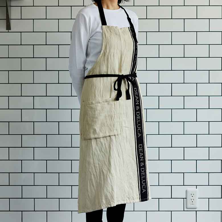 DEAN & DELUCA ジャガードエプロン ブラック×ナチュラル | DEAN