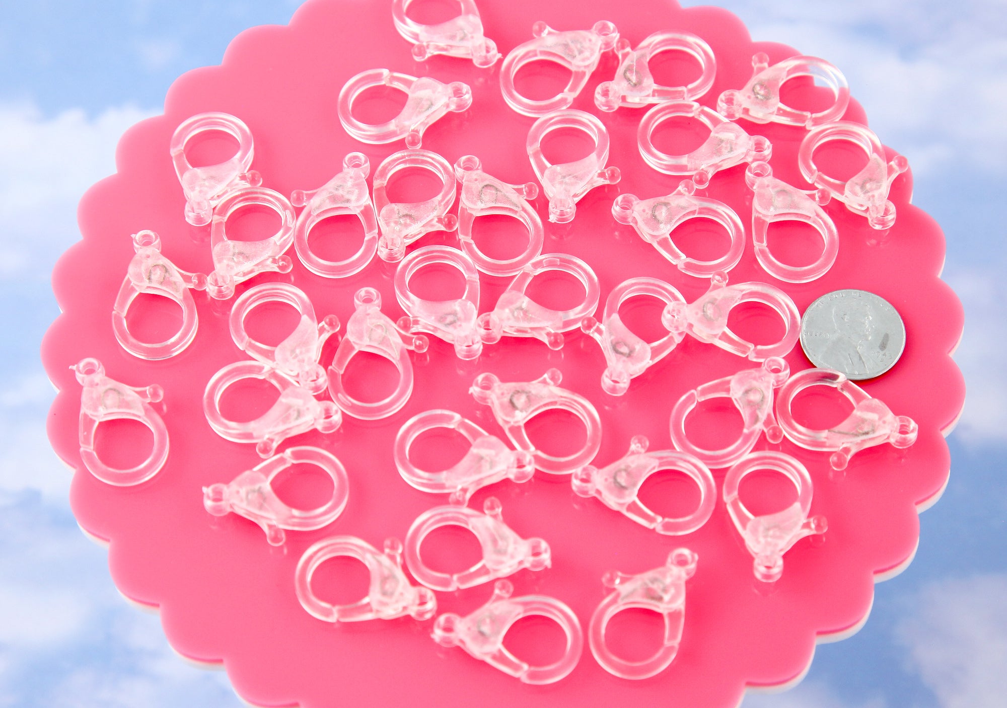 Big Plastic Lobster Clasp - 25mm Transparent Clear Plastic Clasp