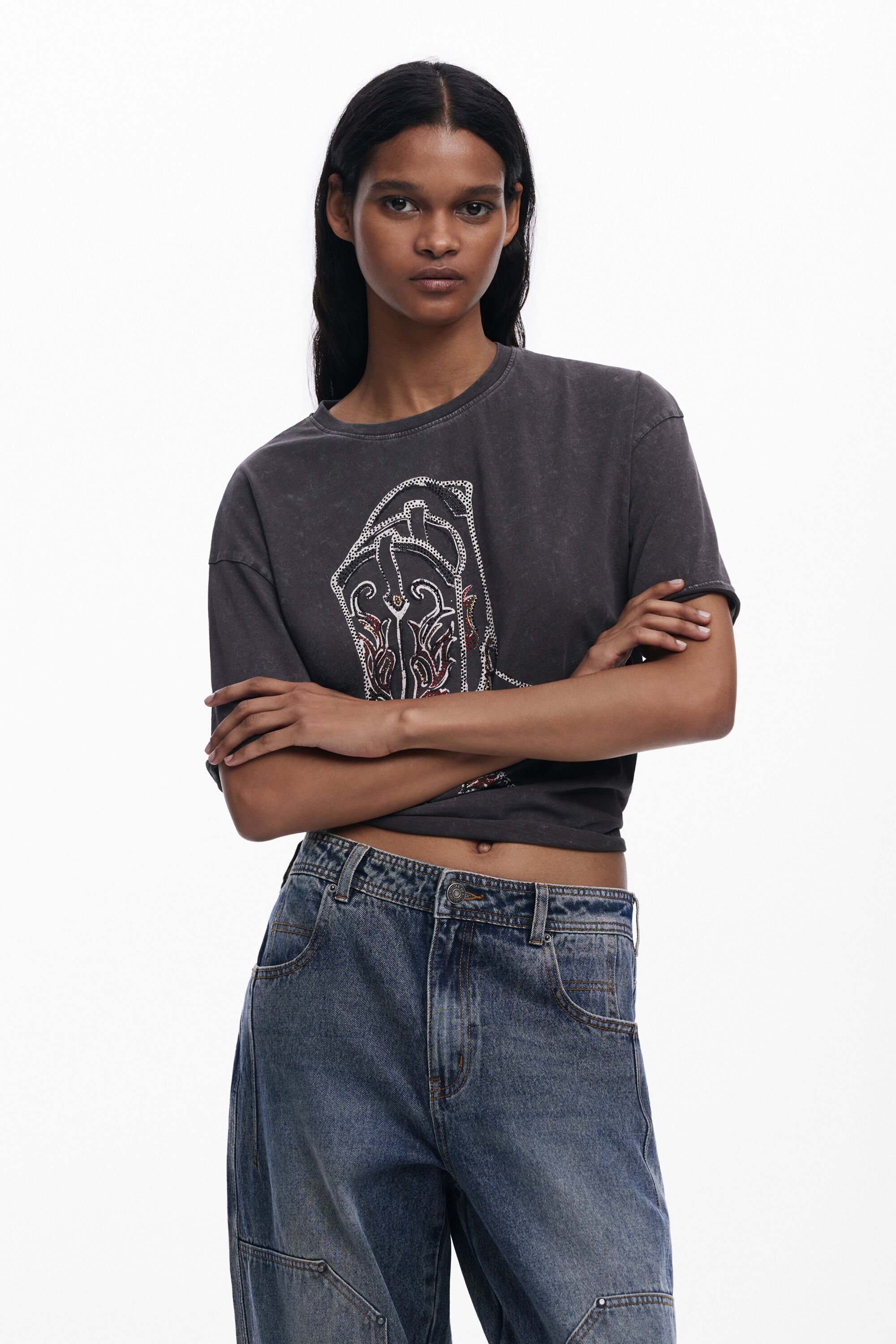 色落ちしたボーイフレンドデニム 女性用 I Desigual.com