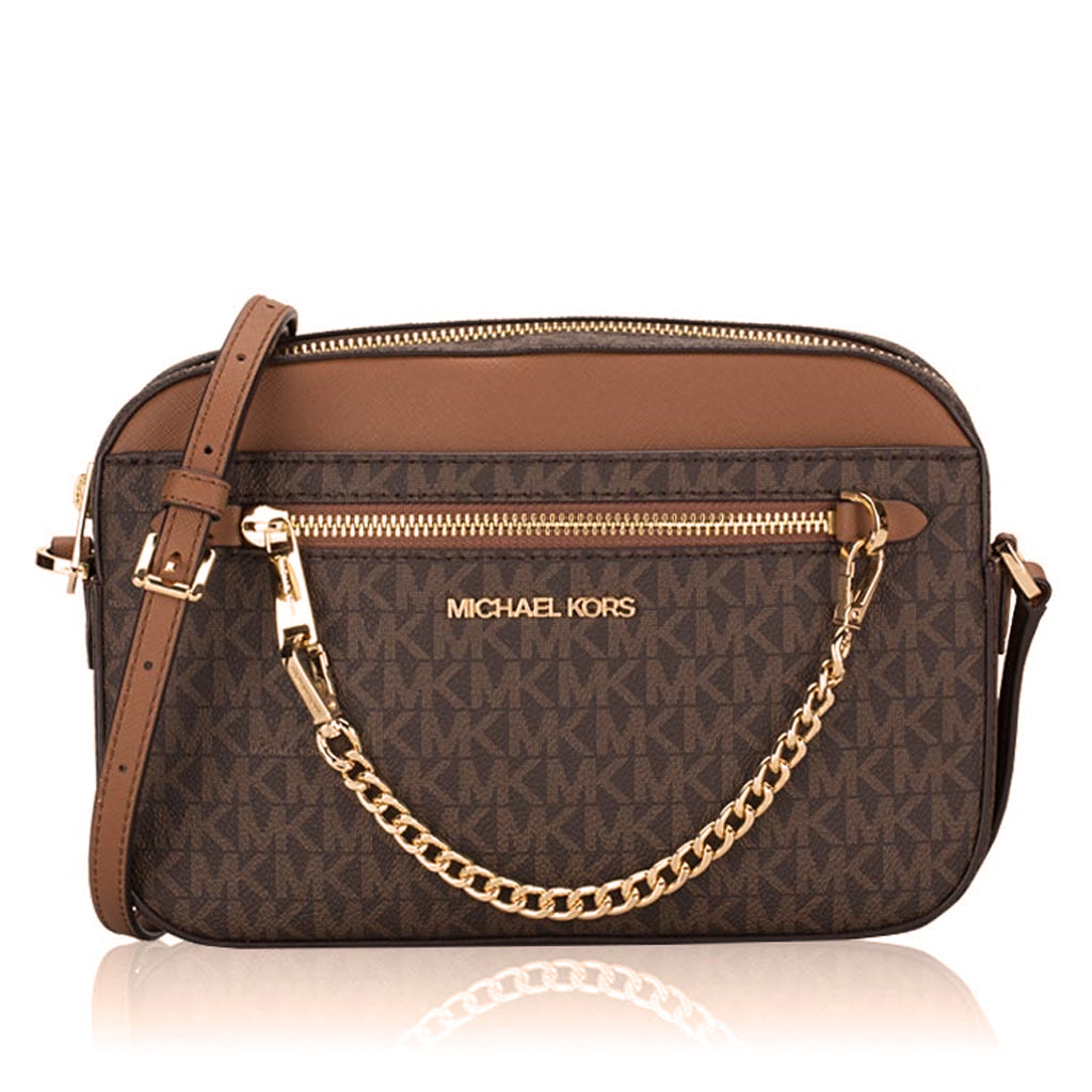 Michael Kors Jet Set Chain Crossbody Bag Brown PVC | Dazigno