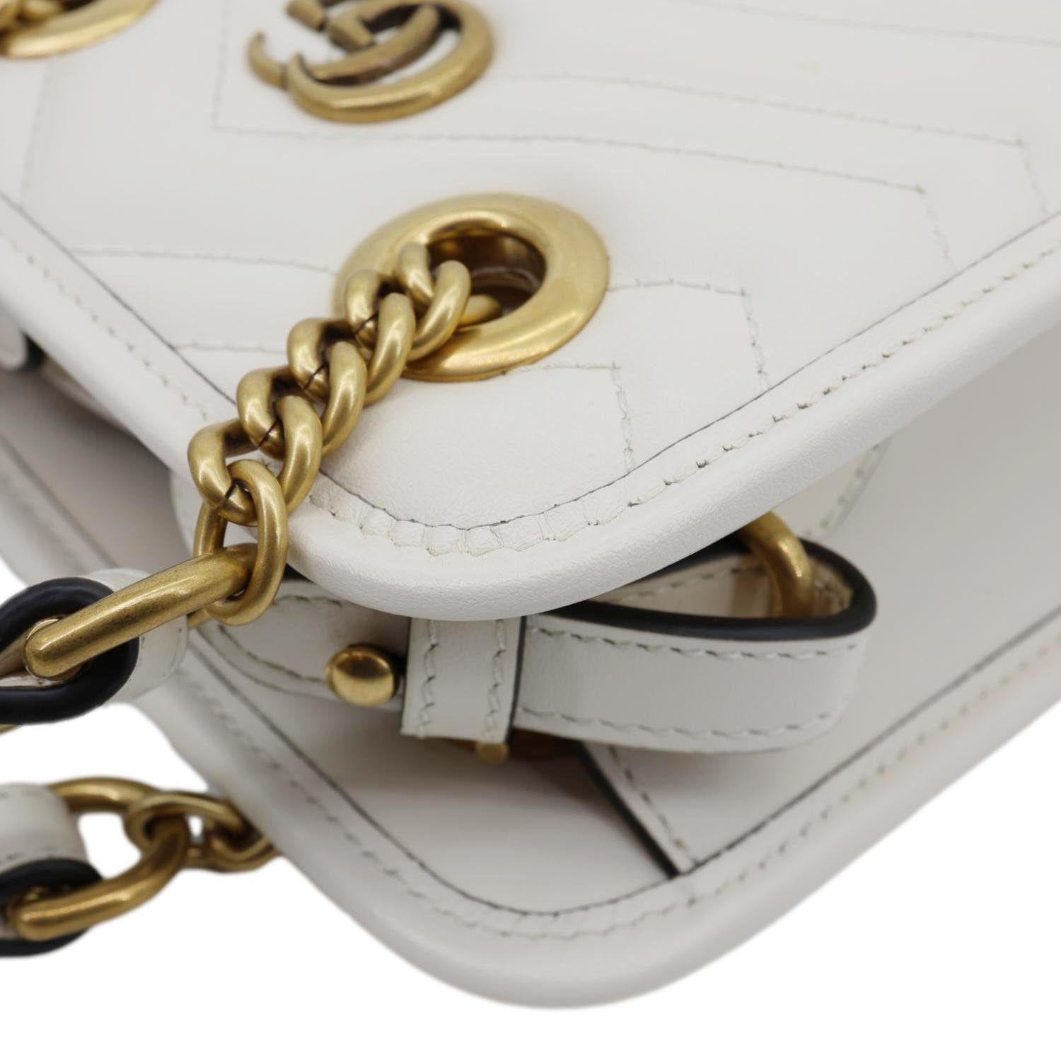 Gucci GG Marmont Mini White Matelasse Tote Shoulder Bag