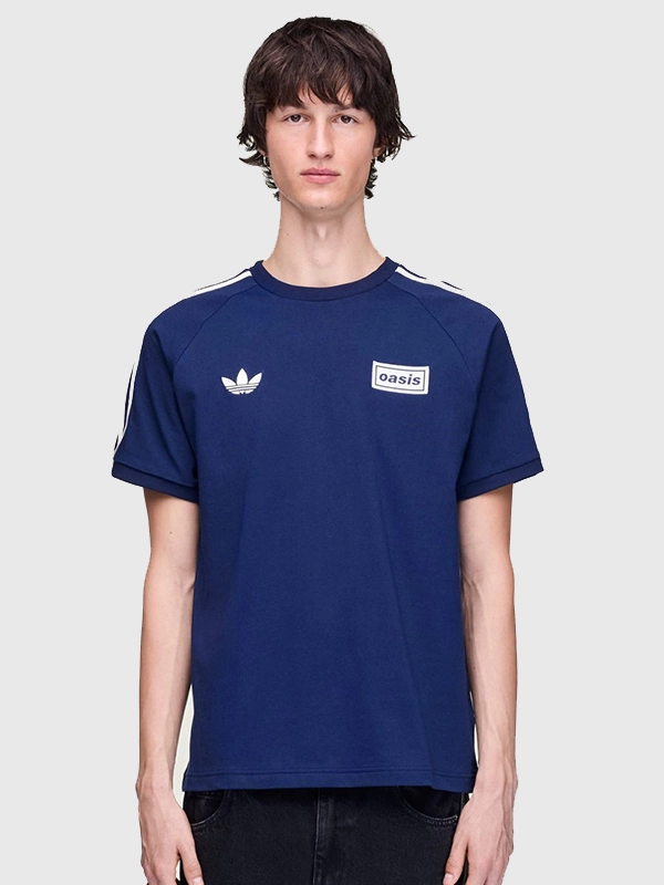 Adidas x Oasis Navy Blue 3-Stripes Tour T-Shirt – 2025 Drop 2