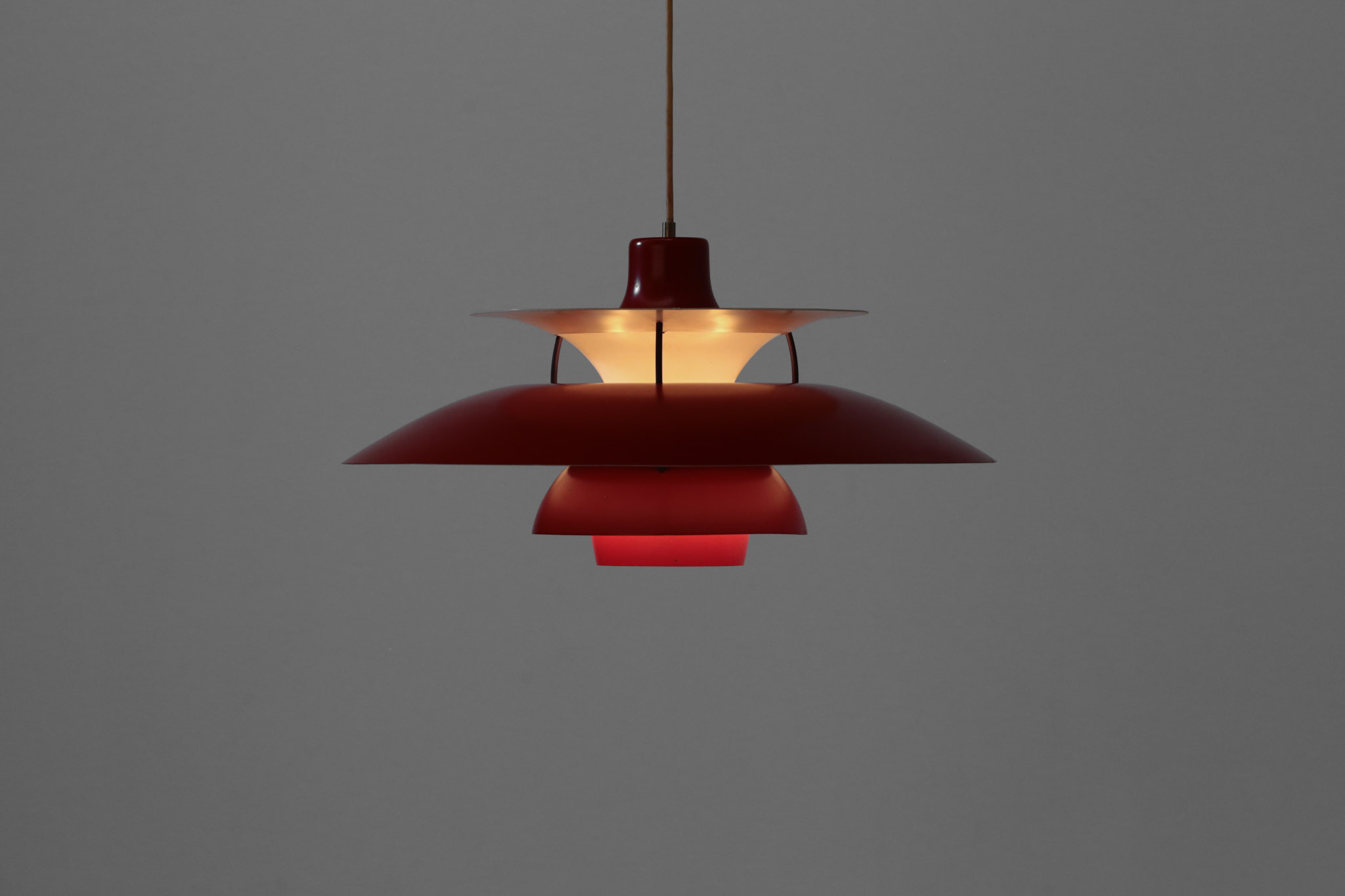 PH5 pendant lamp by poul hennigsen for Louis Poulsen red - Danke